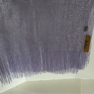 Odiva Lavender Metalic Fringe Scarf/ Wrap